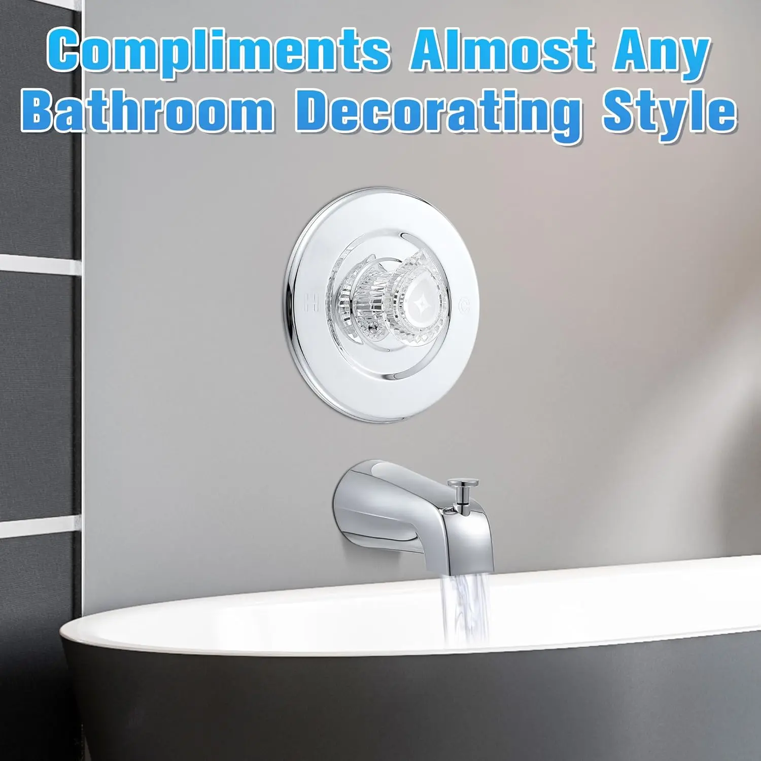 Tub & Shower Trim Kit, Chrome, Compatible with Moen Chateau T470, Single Handle, Valve Included