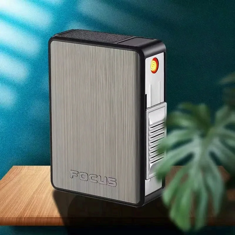 

Automatic Pop Up Cigarette Cases, Waterproof Cigarette Storage Box, Plasma Arc Lighter, Plastic Tobacco Holder Box, USB Charge