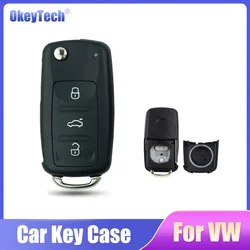 Okeytec-carcasa de llave de coche plegable con tapa 3BT, carcasa de repuesto para VW Golf Mk6 Tiguan Polo Passat CC SEAT Skoda Octavia