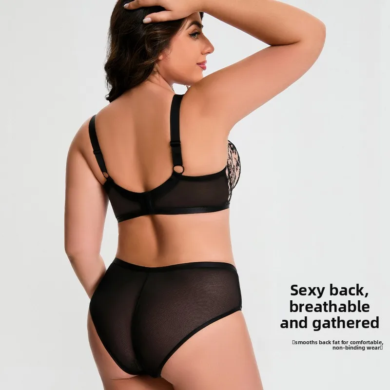 بالإضافة إلى حجم دفع ما يصل الصدرية منع ترهل رفع الدانتيل Underwire كأس كامل حمالة صدر ولباس داخلي مجموعة - أقصى دعم، DD + كأس الملابس الداخلية #2