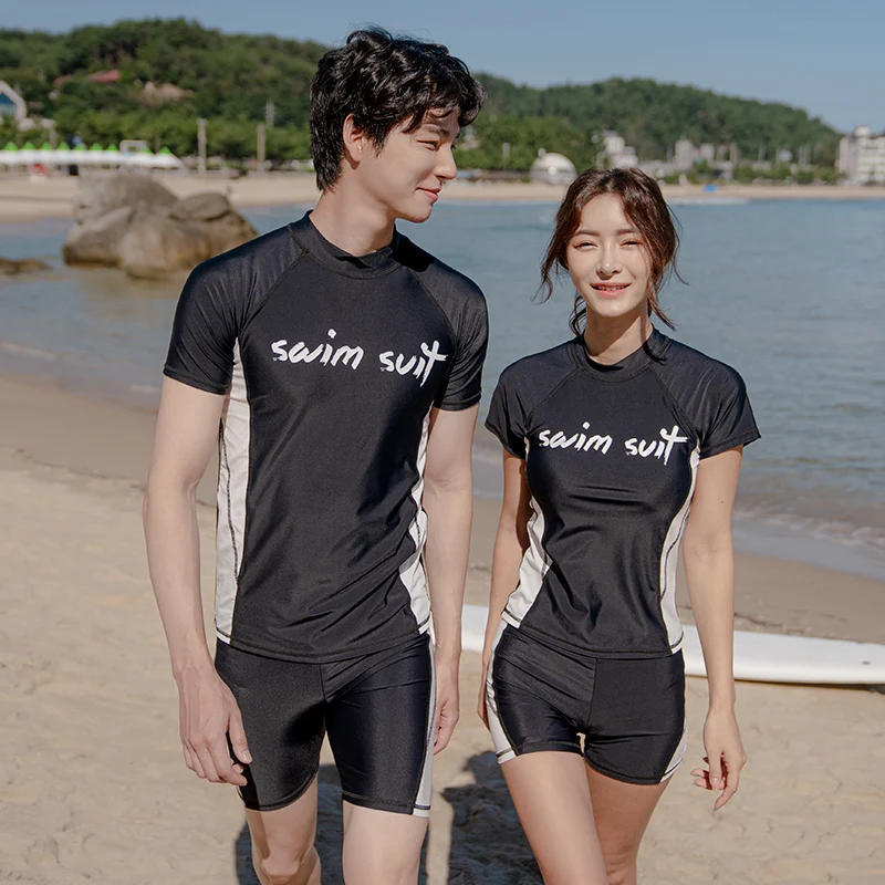 

Wisuwore Couple Sports Surfing Diving Suit Men's 2023 Korean Ins Wind Sunscreen Conservative Short Sleeve Split Swimwear Women