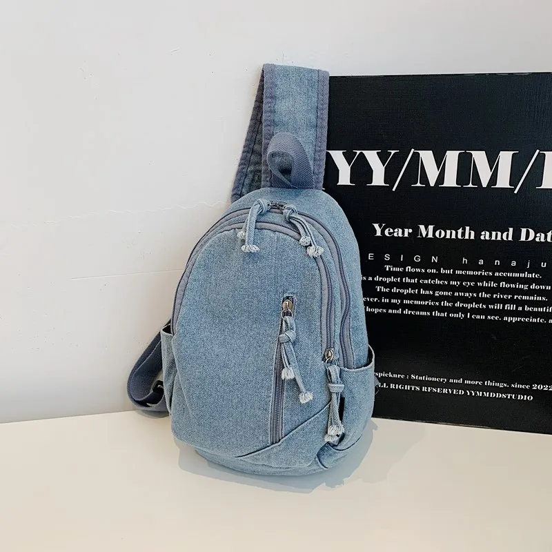 

Fashion Casual Women's Chest Bag Denim Fabric High Quality Women's Shoulder Bag Large Capacity Multi Functional Women's Handbags