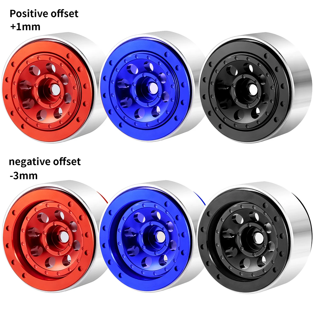 AXSPEED 4Pcs 1.0 Beadlock Wheel Rim Hub Positive/Negative Offset +1/ -3mm for TRX4M SCX24 AX24 FCX24 1/18 1/24 RC Crawler Car