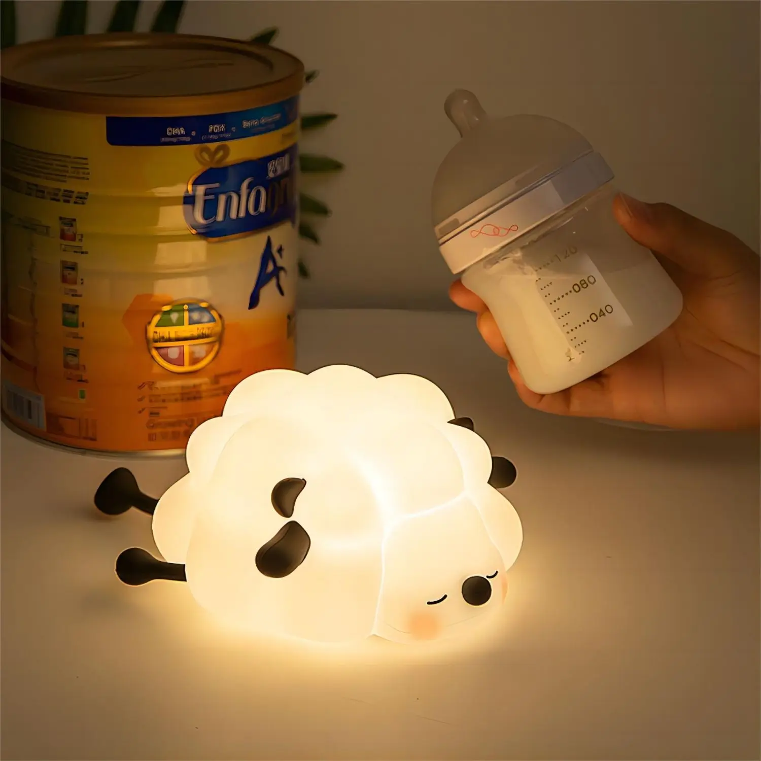 Veilleuses LED en silicone aste par USB, lampe de chevet en forme de mouton, KrasnoRabbit mignon, veilleuse pour enfants, cadeau d\'anniversaire pour