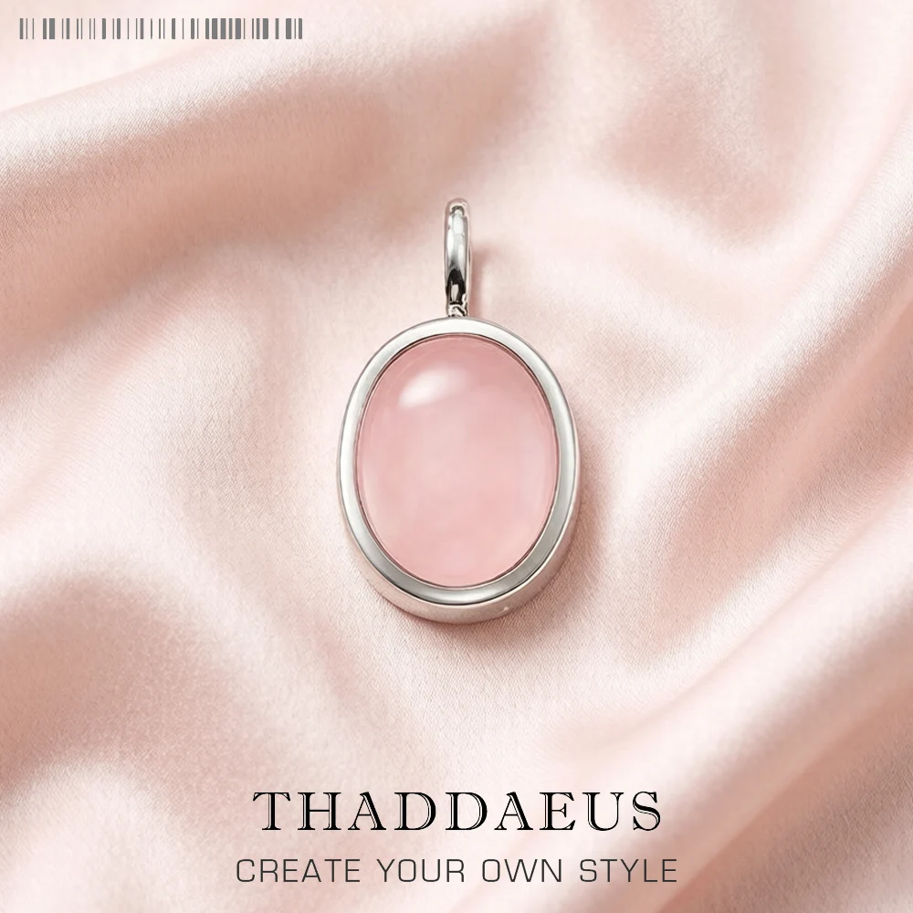 Colgantes de piedra de ópalo ovalada rosa para mujer, joyería de moda de invierno, accesorios de plata de ley 925 europea, regalo para mujer