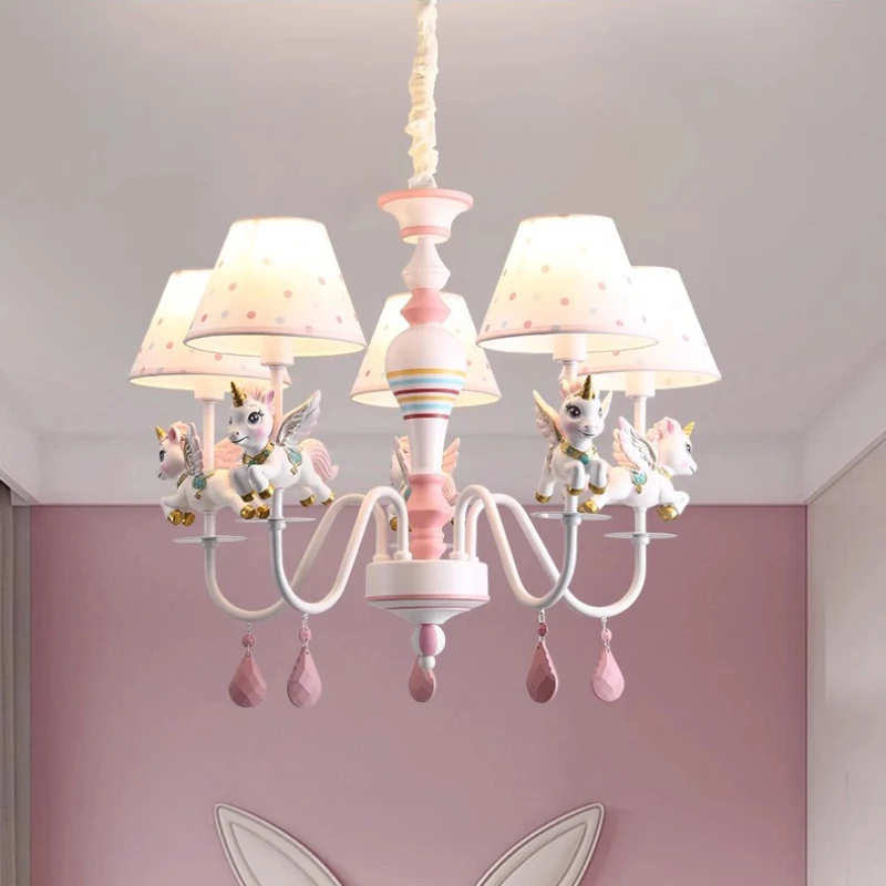 Children's Room Chandeliers LED Princess Room Girl Bedroom Lights Nordic Romantic Pendant Lamps Baby