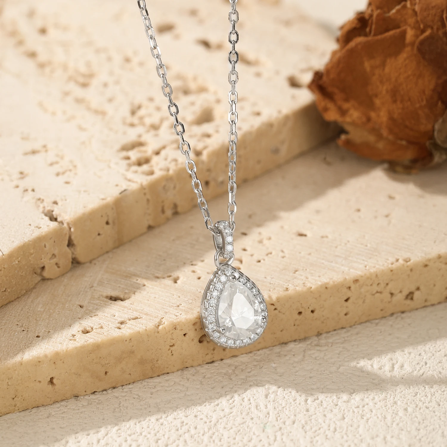 Women's Moissanite Water Drop Pendant Necklace, Gift