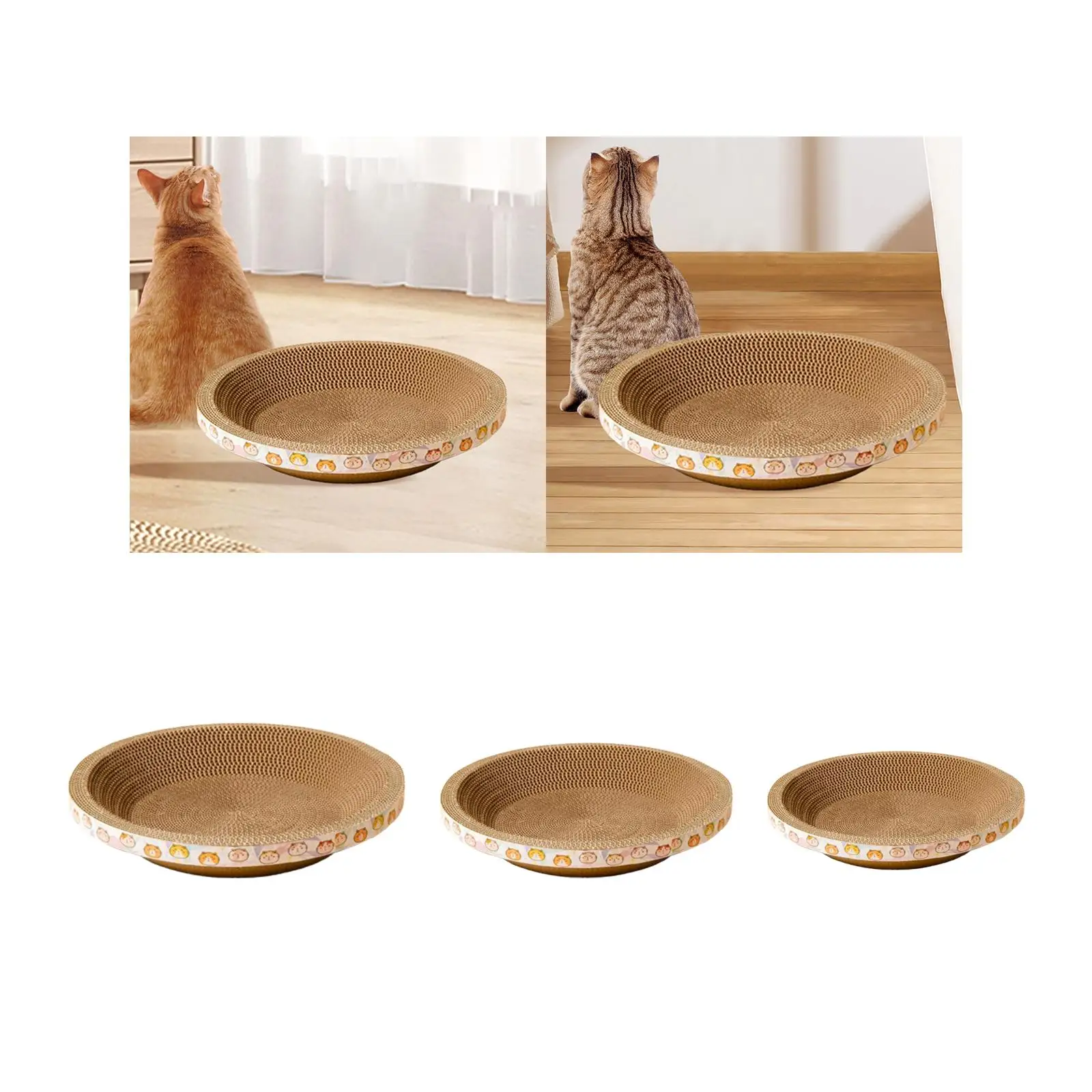 Round Cardboard Cat Scratcher Bed Round Scratching Board for Grinding Claw