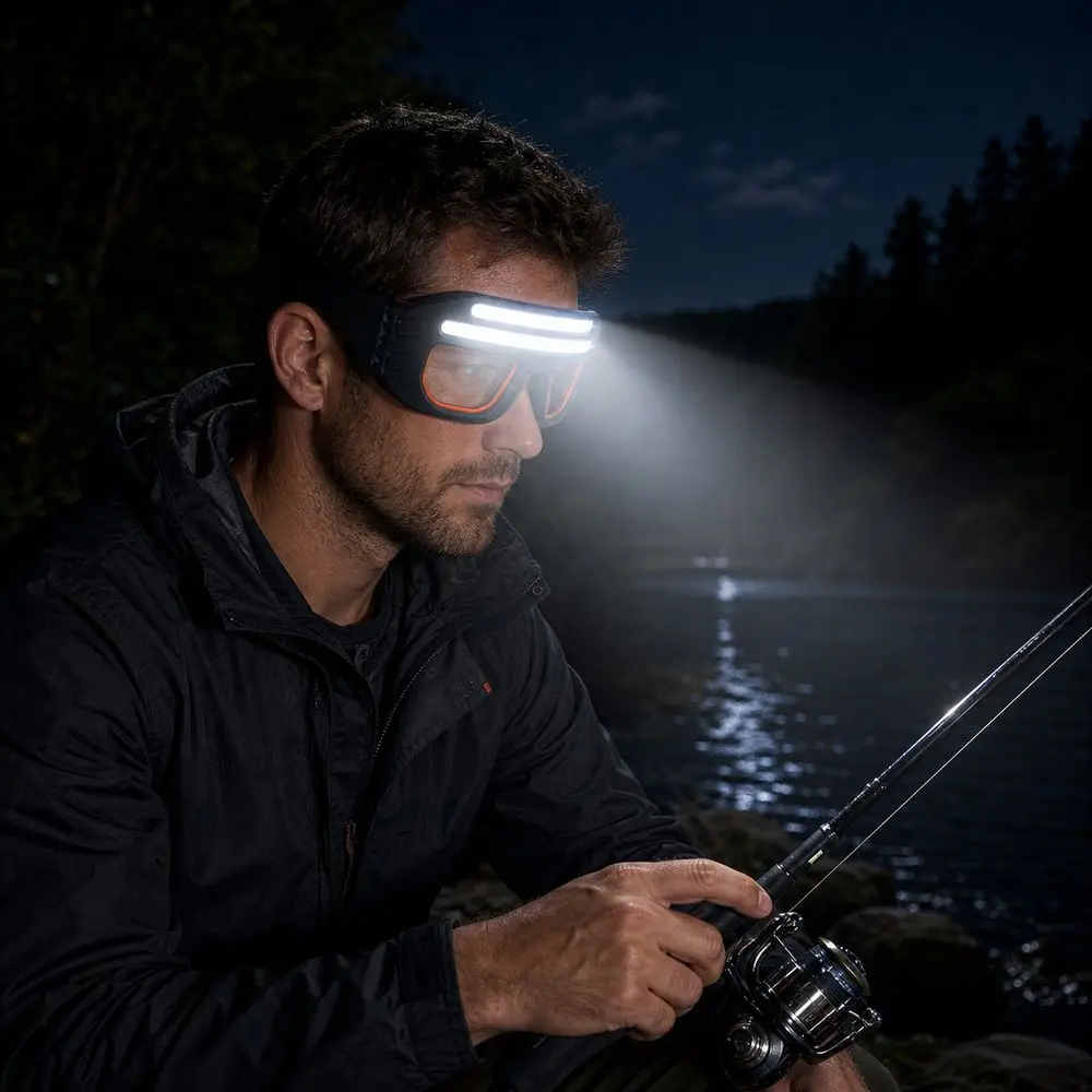 New Rechargeable LED Glasses Headlamp Wide Beam Multifunctional Headlamp Eyewear Headlamp Automotive Maintenance