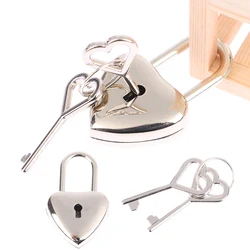 1Set Alloy Heart Shape Padlock Mini Luggage Hardware Locks With Key Lock For Travel Wedding Jewelry Box Diary Book Suitcase