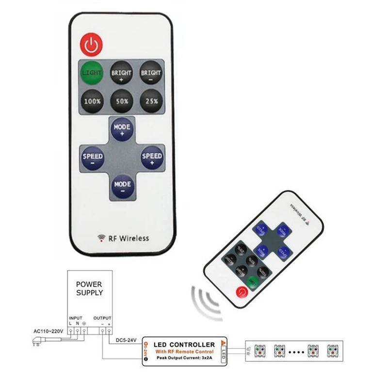 11 Keys LED Strip Controller Mini Dimmer RF Remote 5V USB Interface Controller For 5050/2835 Single Color LED Strip