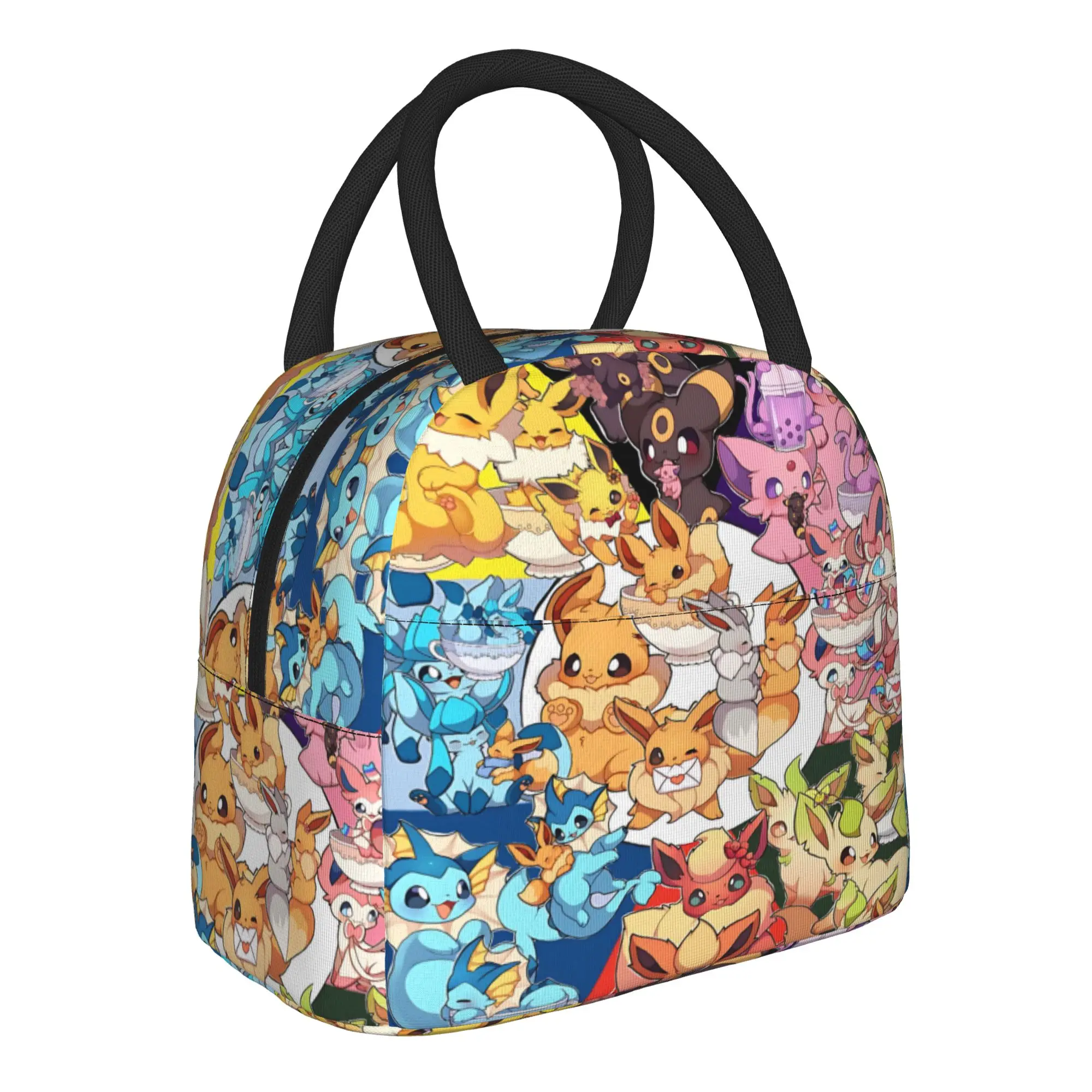 Pokemon Theme Eeveelution Collage Handbag Insulated Lunch Bag Ice Pack Rice Bag  bolsa Student Bento Lunch Handbag Insulation