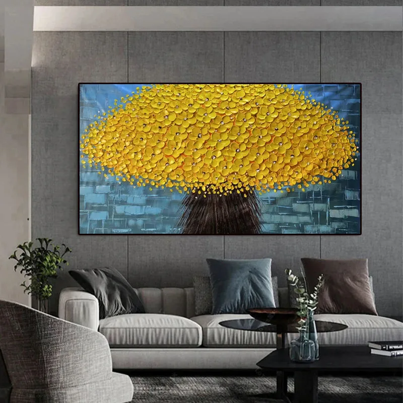 

High Quality Hand Painted Flowers Oil Paintings Canvas Art handmade Textured Palette KnifeTree oil painting Wall Decor Pictures