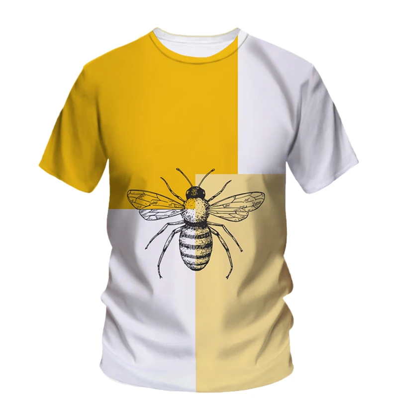 3d Printed Bee Print Summer Men'S T-Shirt Hip Hop Trend Neutral Fashion Animal Short Sleeve Quality Loose O Collar Handsome Top