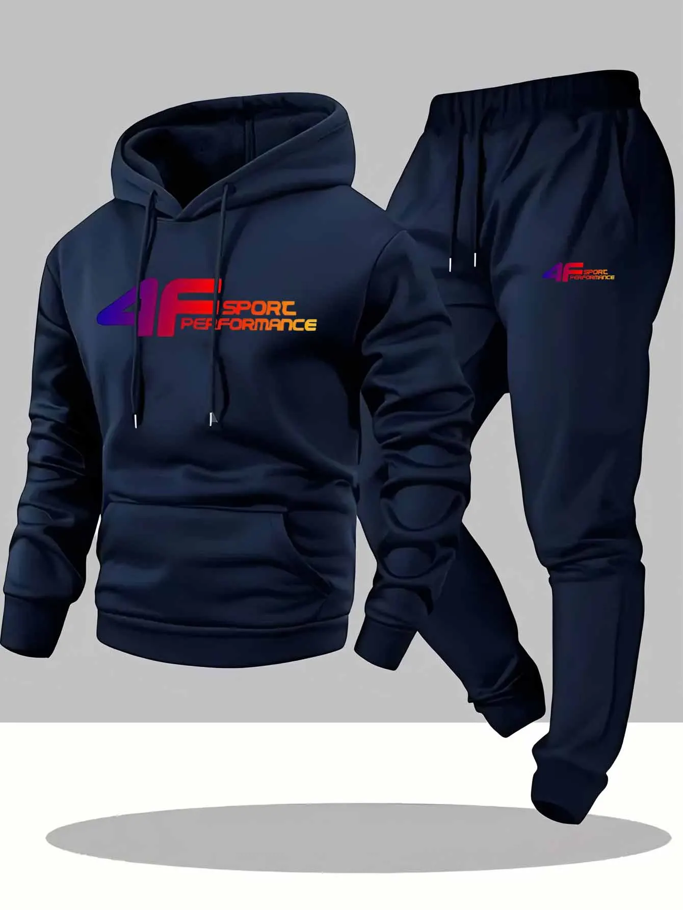 

Men's Print Hoodie & Sweatpants Set - Casual, Trendy Long-COutfit for Fall/Winter, Machine Washable