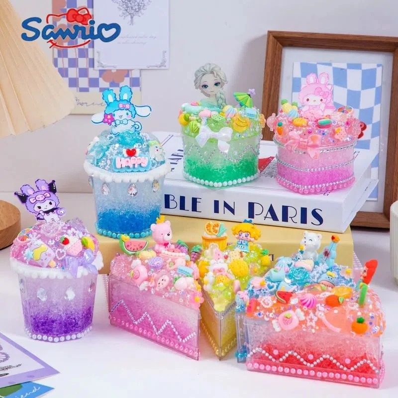 Sanrio Cute Kuromi Melody Cinnamoroll Summer Sand Ice Children DIY Handmade Ice Cream Toy Food Toy Set Children's Gift