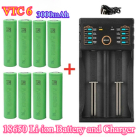 New Original 3.7 V 3000 MAH 18650 Battery for Us 18650  VTC6 30A Toys Tools Flashlight Battery+ Charger