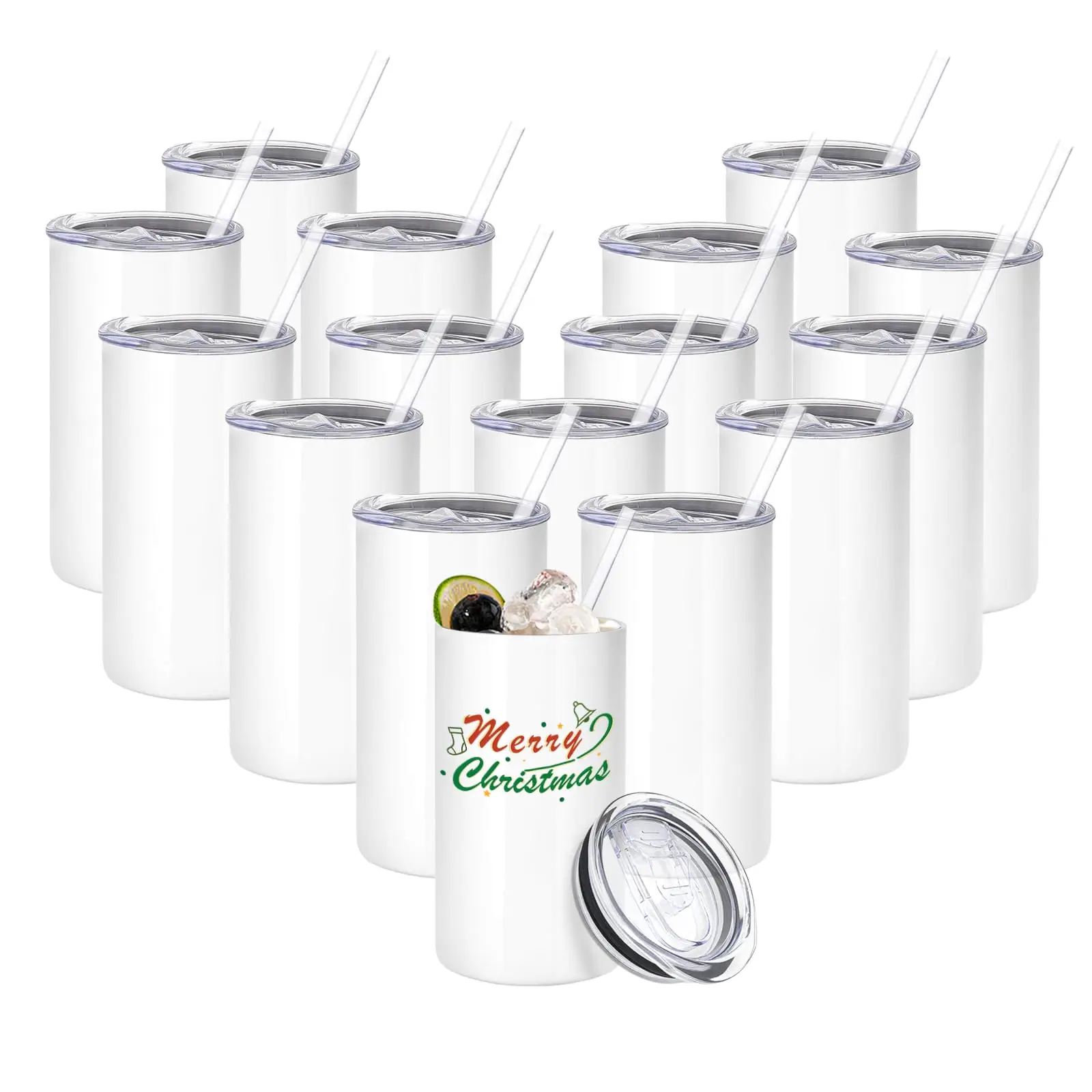 10oz 12oz Sublimation Tumblers Blanks Straight Cup Stainless Steel Double Wall Insulated Water Bottle With Lid for DIY Gift