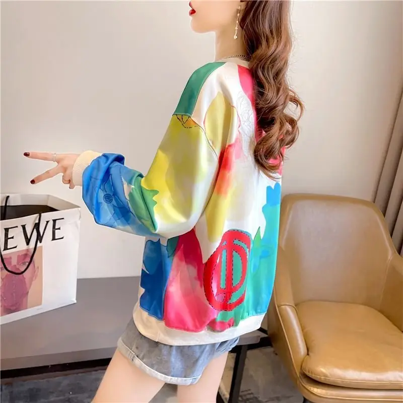 Fashion Trend Brand Thin Hoodie for Women New Tie Dye Print Design Loose Fitting Top Trendy