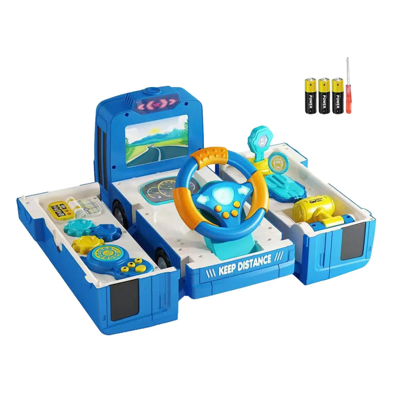 

Bus Toy for Kids Steering Wheel Gear Toy with Sound and Light for 3-5 Years Old Toddlers Children Boy Girls Birthday Gifts