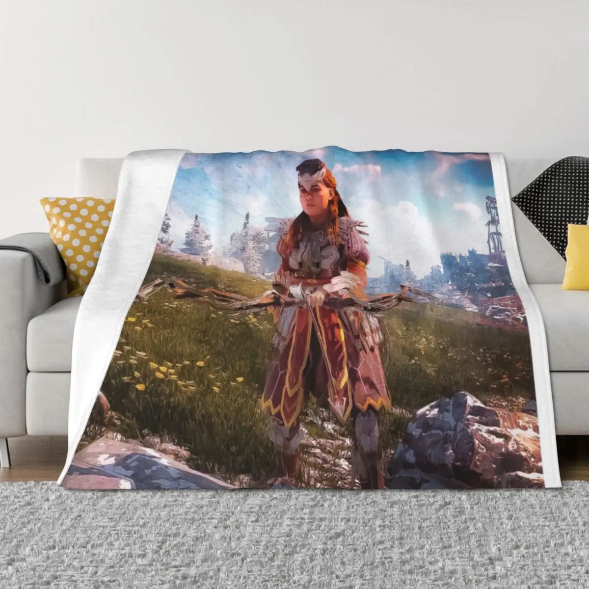 

Horizon Zero Dawn Throw Blanket Plaid on the sofa Decorative Beds Vintage Bed covers Blankets