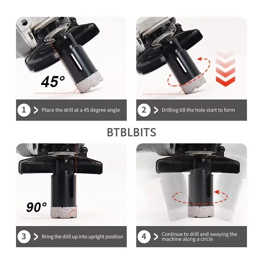 Imagem -04 - Vacuum Brazed Drilling Núcleo Bits Grupo Rosca Diamante Dry Broca Porcellanato Telhas Coroas Granito Mármore Buraco Saw Ferramentas M14 Pcs