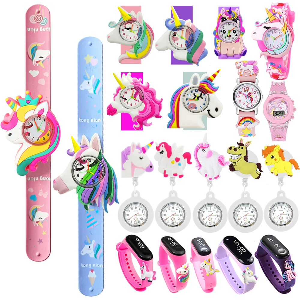3D Unicorn Kids Watch Digital Clear Pointer 12-System Sports Clock for Boys Girls Teacher Recommended Children Exam Watch