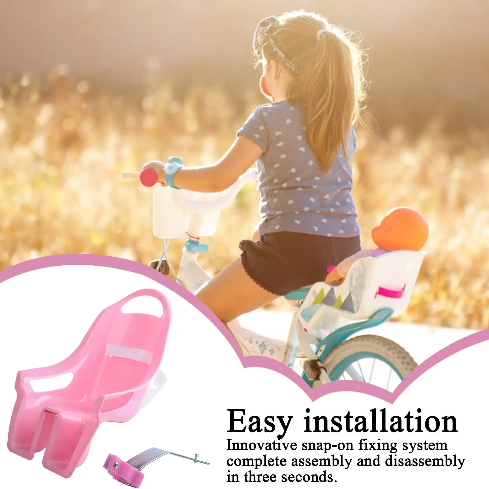 Acessório para assento de bicicleta de boneca, acessório para transporte de boneca para andar de bicicleta, acessórios de ciclo para filha e neta