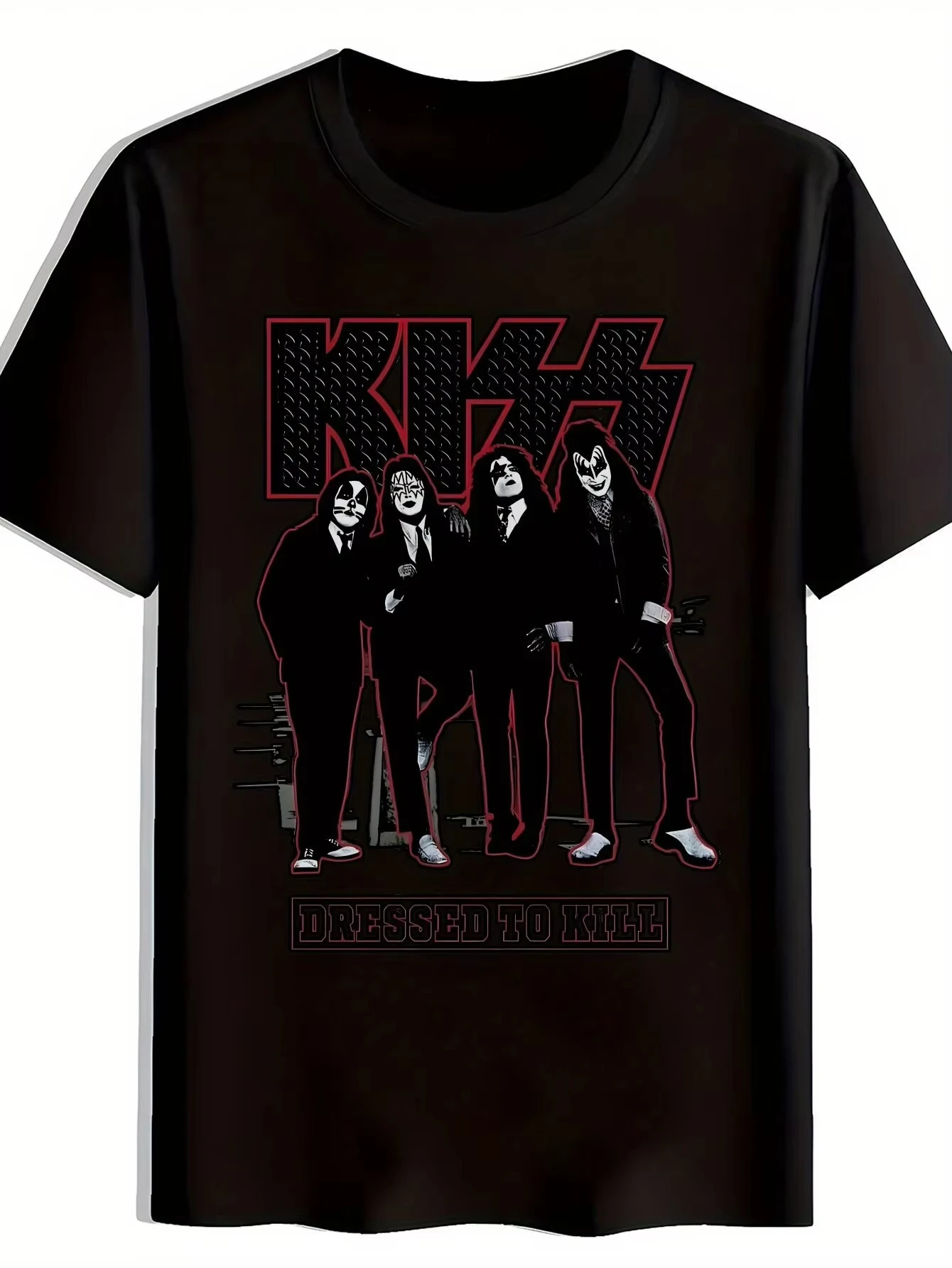 

KISS Rock Band Футболка с короткими рукавами и графическим принтом для мужчин и женщин — летняя повседневная футболка из полиэстера с круглым вырезом и тяжелым унисекс