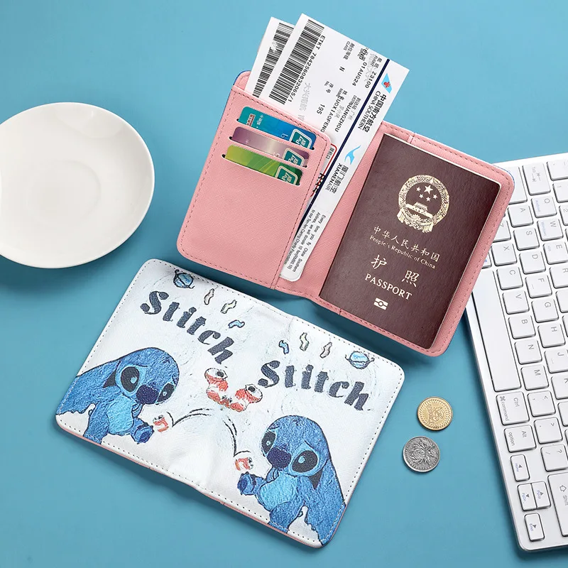 น่ารัก Blue Stitch RFID ผู้หญิงที่ถูกบล็อกผู้ถือบัตรเครดิตซิปรอบกระเป๋าสตางค์ผู้หญิง Pu หนังกระเป๋าสตางค์สั้นสําหรับกระเป๋าเดินทาง