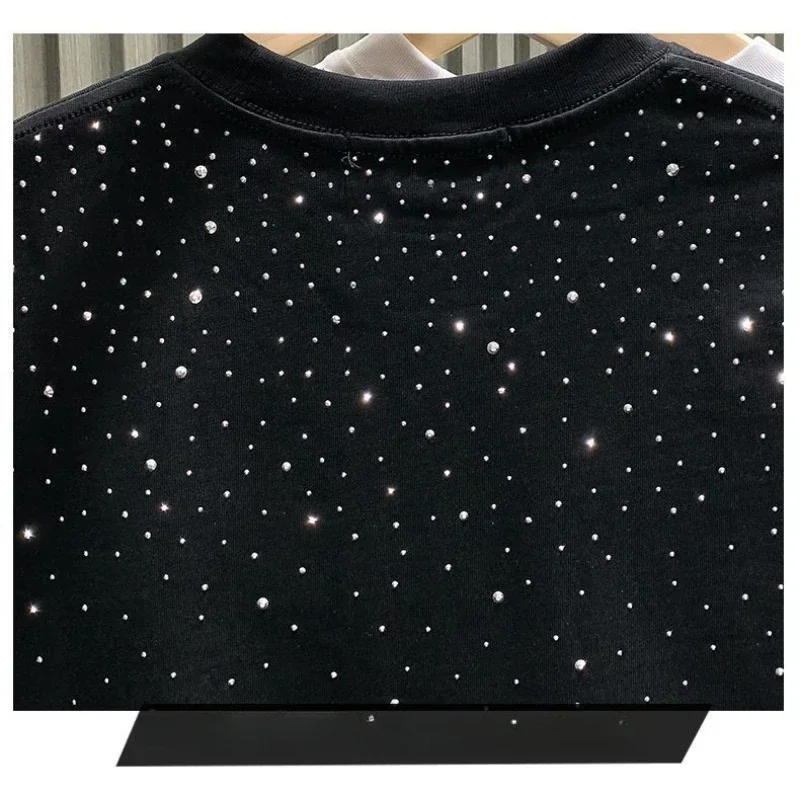 Summer Rhinestone Rivet T-shirt for Men Clothing Round Neck Casual T-shirt Fashion High Street 2025 Men's Summer Short Sleeves