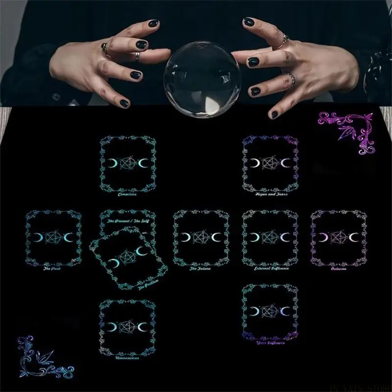 M5TC Tarots Tablecloth Reading Card Astrologys Altars Cloth Divinations Cards Table Cloth Tapestry Witchcrafts Supplies