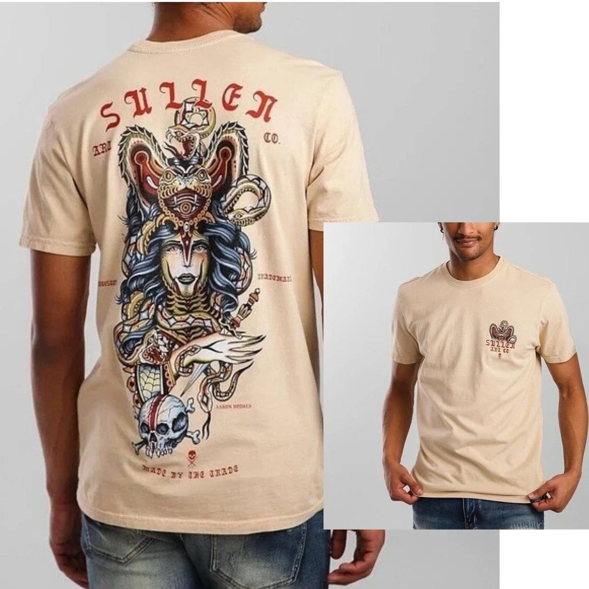 New Mens Sullen Art Collective Marat Battleship Tattoo Premium Tee T-Shirt High-end Luxury Unisex Style Both of Men and Women