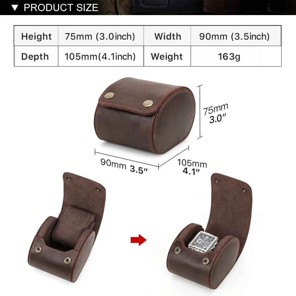 Luxury Watch Roll Case Display Watch Box Crazy Horse Leather Travel Portable Wrist watch Jewelry Storage Organizer Gift Box