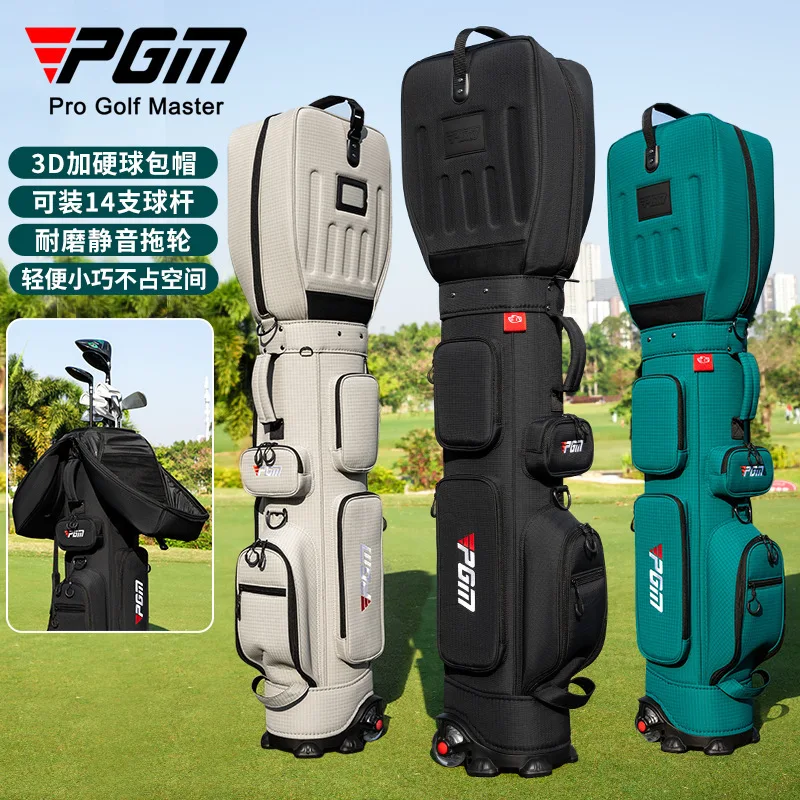 PGM Golf Clubs Bag Unisex Aviation Bag Ultra Light Hard Case Ball Cap Silent Wheels Waterproof Nylon QB177