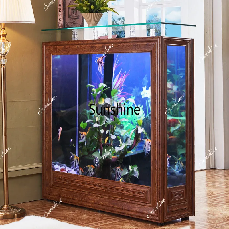 Chinese fish tank living room household small and medium ecological water-free rectangular partition screen floor