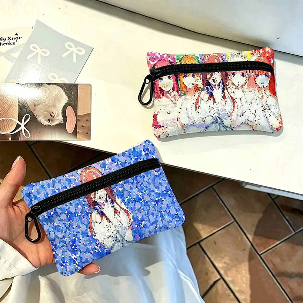 Anime The Quintessential Quintuplets White Oxford Cloth Zipper Coin Purse Lightweight Hanging Key Pouch Card Holder For Use