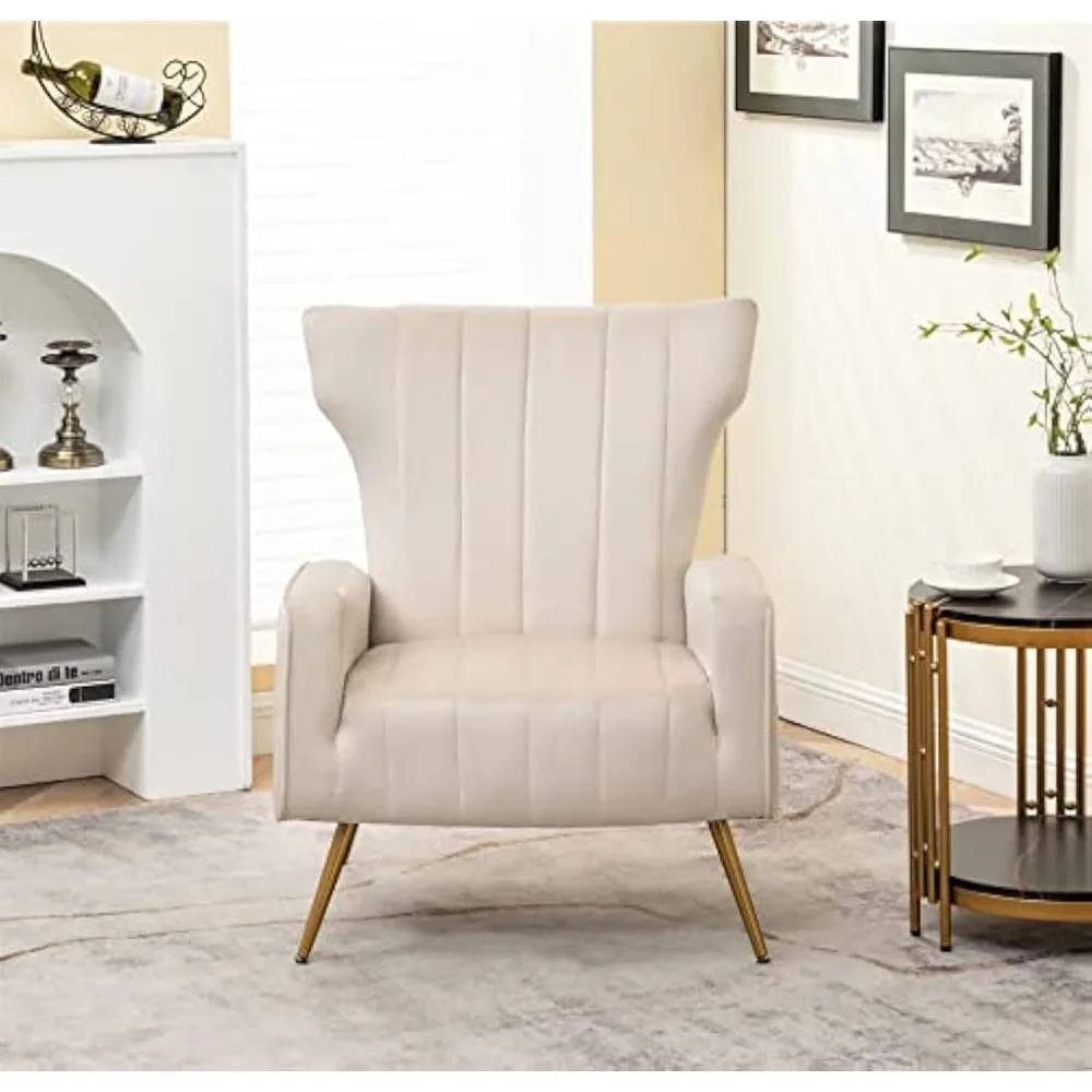 

Modern Velvet Accent Chair for Living Room, Bedroom or Office with Stylish Metal Legs, Plush Upholstery and Wood Frame