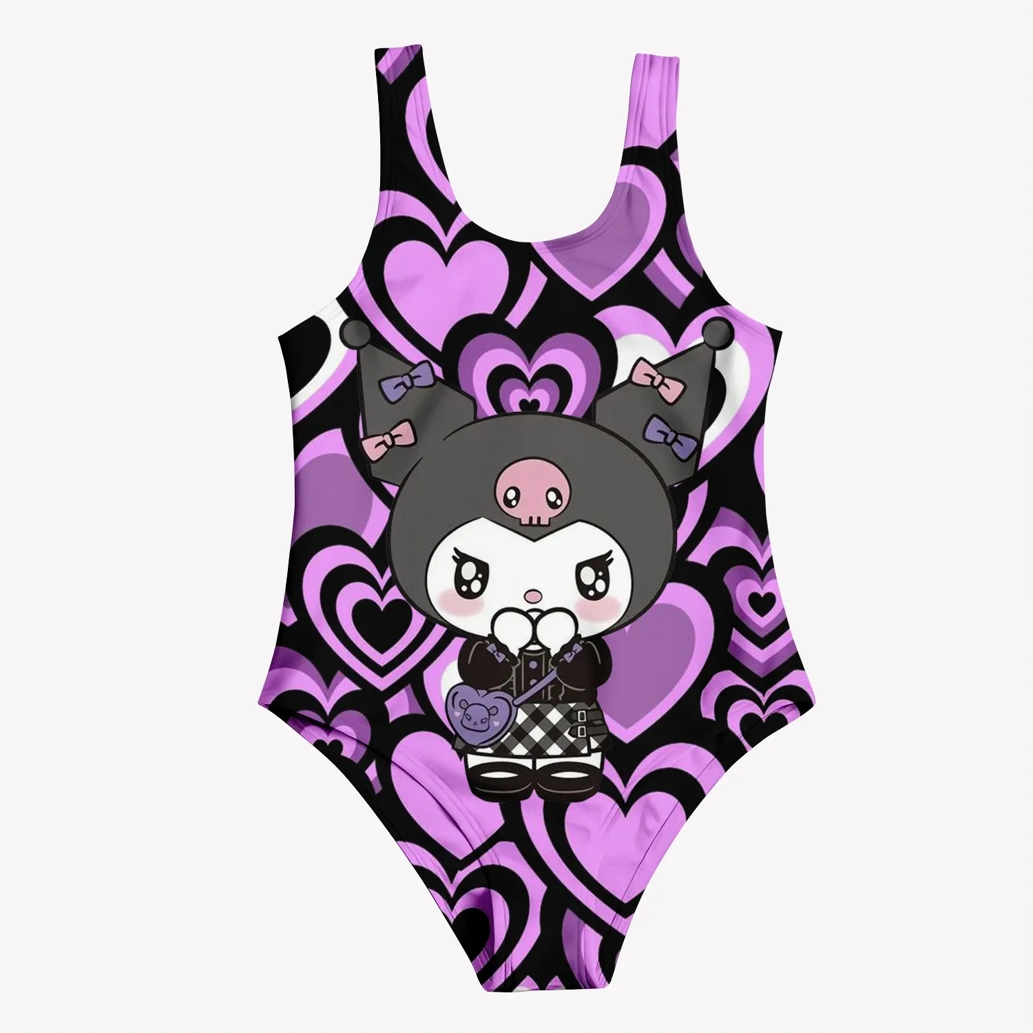 Girl\'s Swimsuit Summer Children\'s Swimsuit Miniso Kuromi 3d Printing Cute Beach Vacation Swimming Children\'s Clothing Fashion