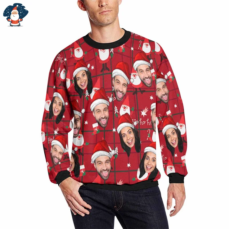 Merry Christmas 3D Print Sweatshirts Custom Pictures Graphic Christmas Sweater Men Funny Ugly Christmas Sweater New In Sweaters