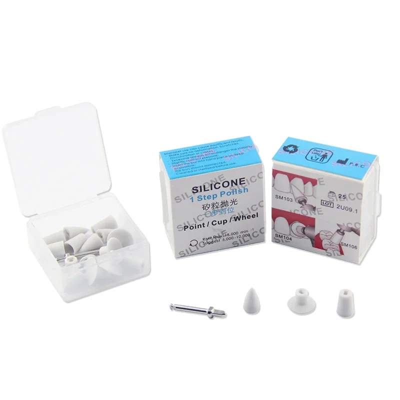 Dental Silicone Composite Polish Kit with Mandrel 3 Shape Polishing Head Dentistry Tool