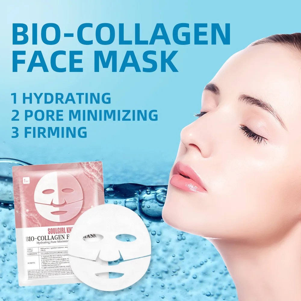 5PCS Absorbable Bio-Collagen Face Mask Wrinkle Remover Fade Fine Lines Firming Lift Nourish Brightening Moisturizing Skin Care