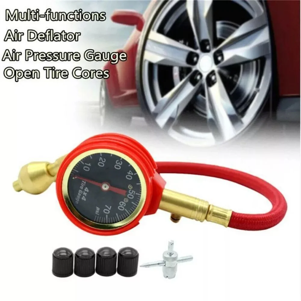 4X4 70 PSI Pointer Tire Pressure Gauge Auxiliary Accessory Tire Pressure Gauge Precision Steel Needle Tube Tire Pressure Gauge