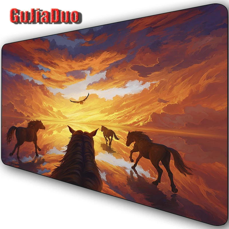 

Horse Animal Pattern Art Mouse Pad Natural Rubber Gamer Anti Slip Mouse Mat for Gamer Cabinet Gaming Hoom Accessories Table Pad