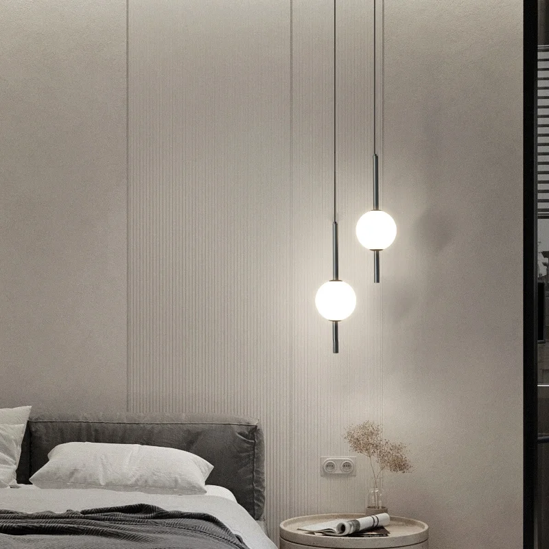 Imagem -04 - Modern Minimalista Led Bola de Vidro Luzes Pingente Sala de Estar Quarto Estudo Longo-line Lustres Casa Decoração Interior Lâmpadas de Iluminação