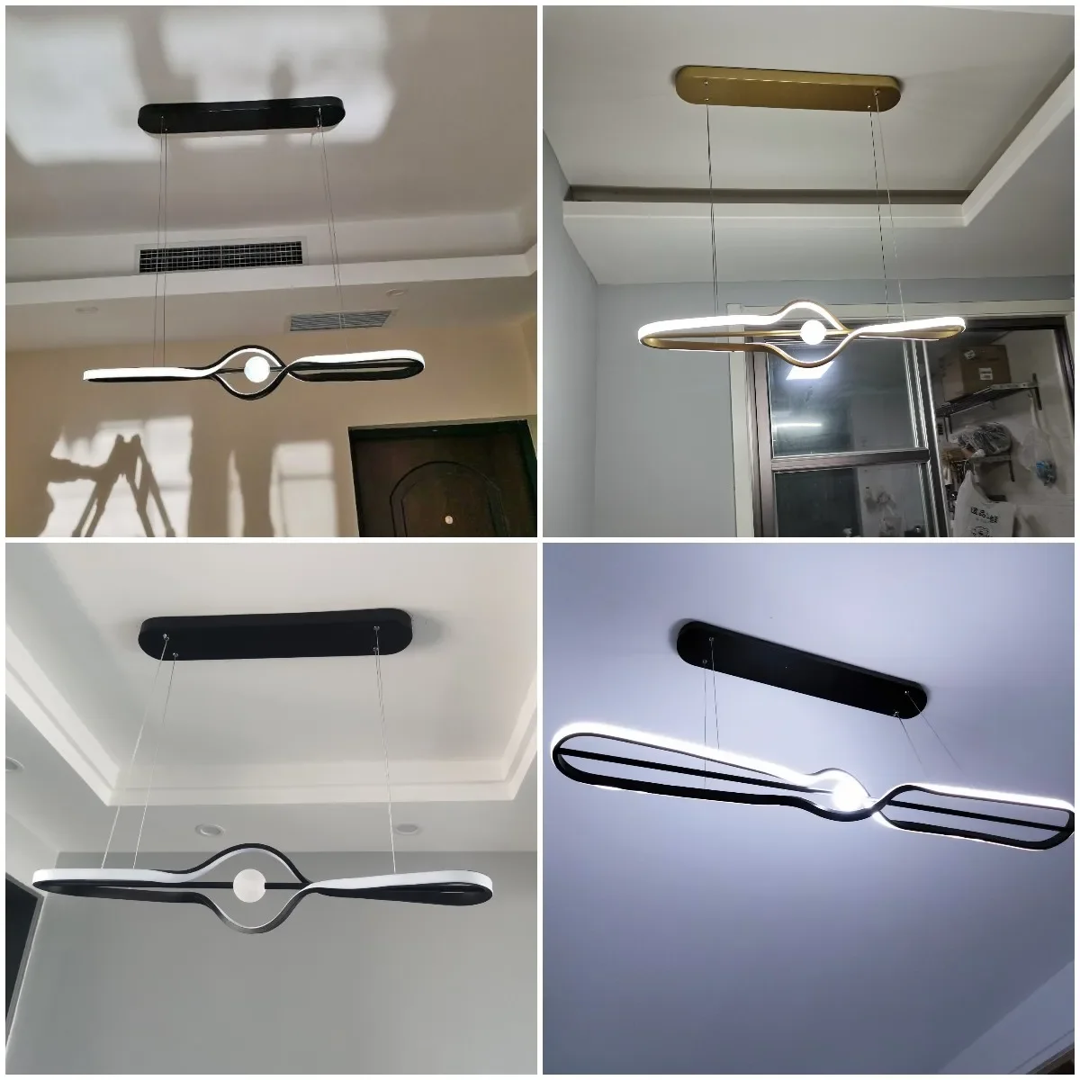 SANDYHA Nordic Led Restaurant Chandelier Black Golden Pendant Light Creative Simple Hanging Lamp for Living Room Kitchen Dining