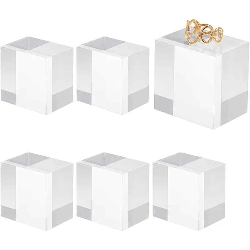 6Pcs Clear Acrylic Cube 1.6x1.6x1.2 Inch Acrylic Square Display Blocks Square Clear Polished Acrylic Cube Acrylic Display