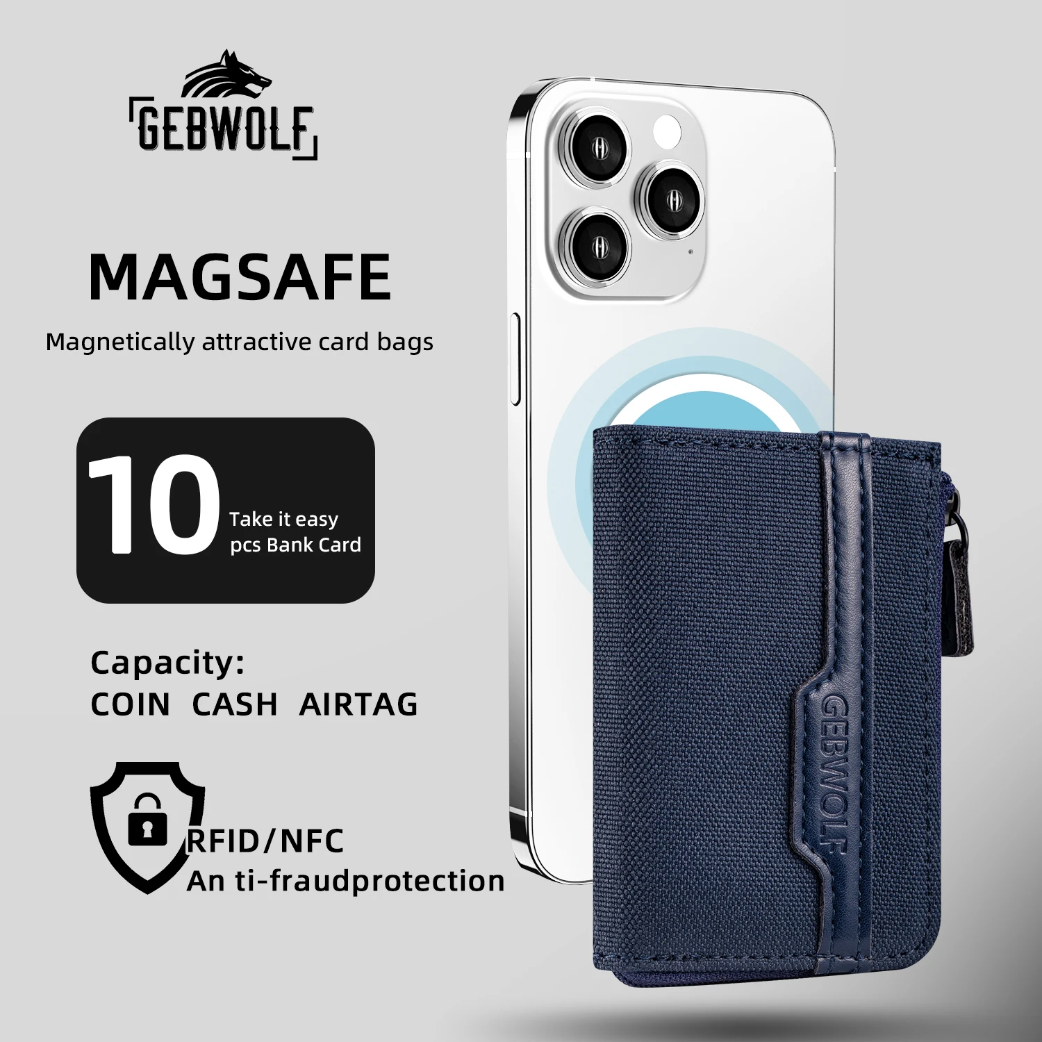 

Магнитный держатель для карт MagSafe с защитой от кражи для iPhone 17/16/15/14/13/12