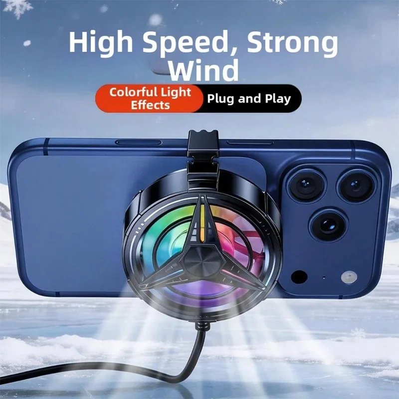 2026年新発売 ゲーミングフォン用クーラーファン USB電源入力 スマート温度制御とRGB LEDライト搭載 没入型プレイに最適