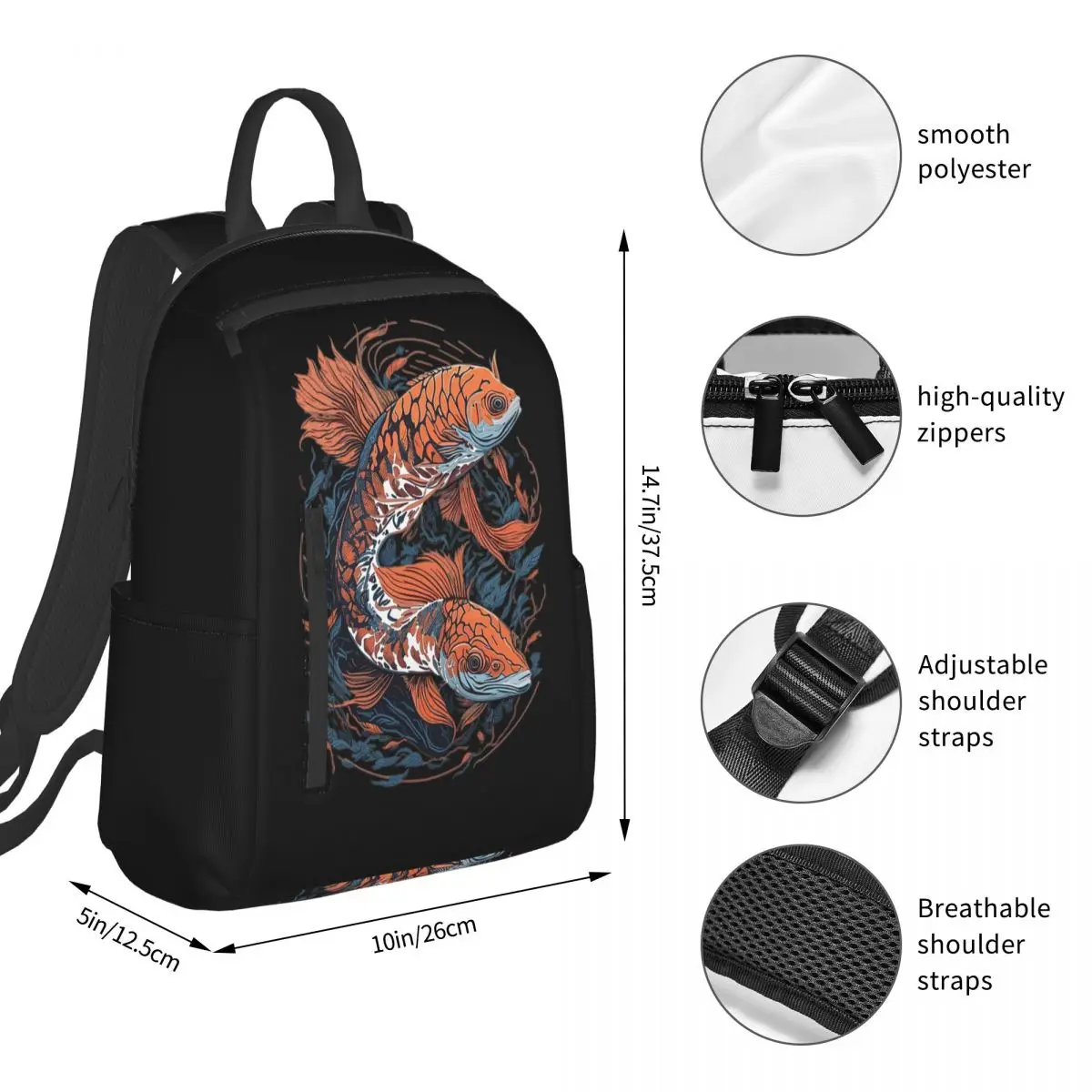 Fantasy Fish, Seaweed Fish Backpack Student BookBag Boys Girls School Bag Computer Shoulder Bags Men Women